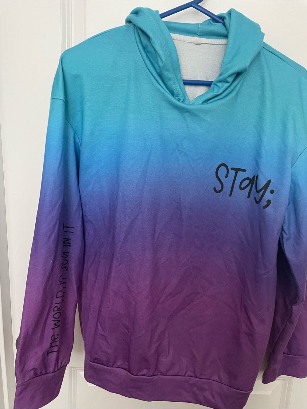 Stay; Ombre Hoodie - Blue to Purple light weight